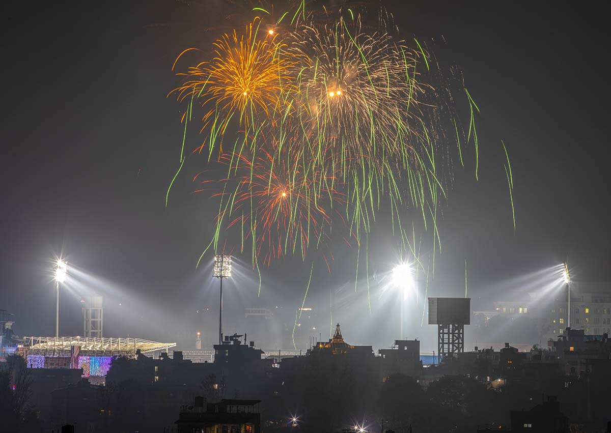 The opening ceremony of  the 13th South Asian Games (SAG) in Kathmandu, Nepal. 01 December 2019. Athletes from Nepal, India, Bangladesh, Pakistan, Maldives, Bhutan and Sri Lanka will be competing in 26 different sports in the 13th SAG. EPA/Narendra Shrestha