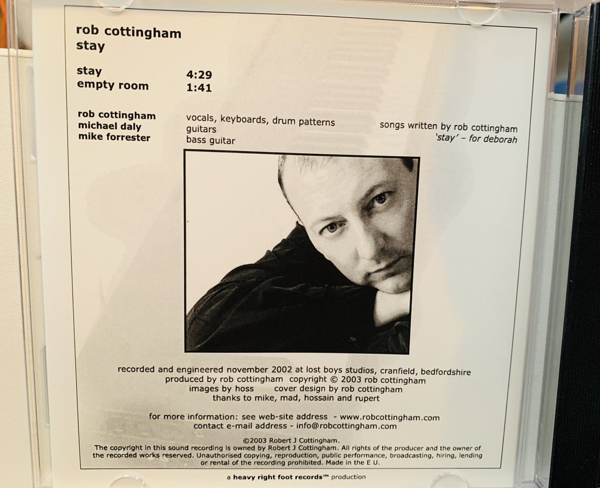 RobCottingham1's tweet photo. #studioclearout Totally forgot this small Stay EP from 2003 with great photos by @HOSSphotography and a special meaning to me and @deborah_dcotti1 https://t.co/eM9n6M3xlm