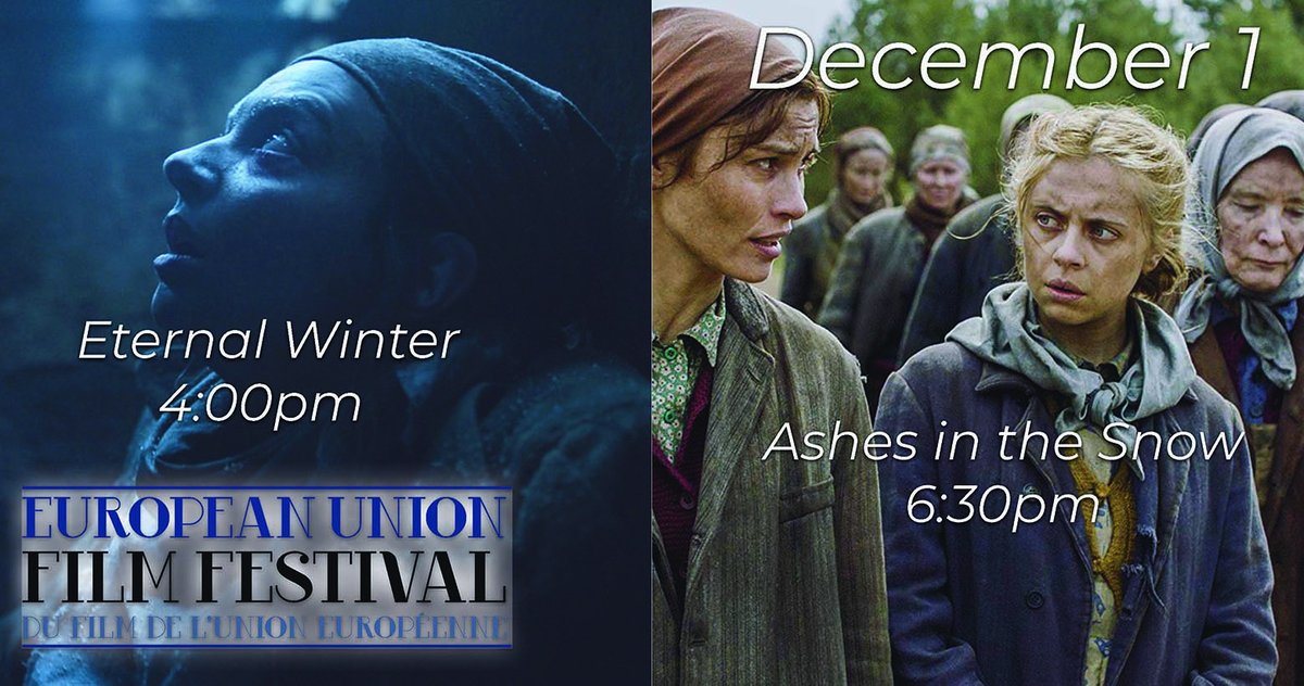 Canadian_Film's tweet photo. TODAY - From Hungary and Lithuania, two uncompromising historical dramas about daring to seek hope in the most merciless realities. See Eternal Winter and Ashes in the Snow, today at #EUFF19: https://t.co/YOKu1v57m9
@HungaryinCanada @EUinCanada @OttawaArtG #OttawaEvents #film https://t.co/W0ZwOy12TD