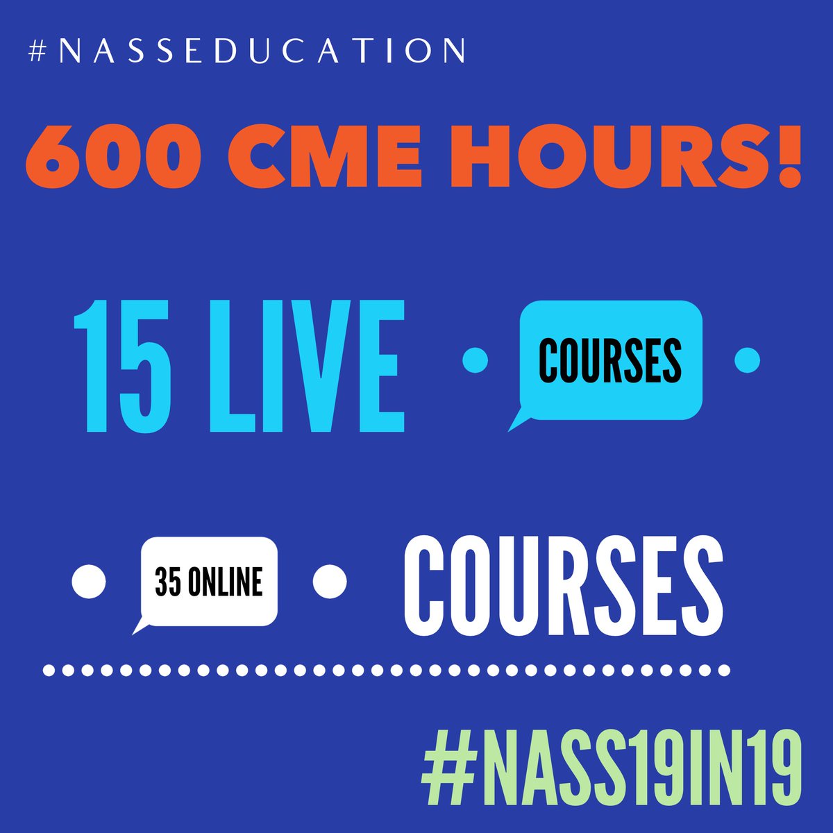 NASSspine's tweet photo. Can you believe it? In 2019, NASS offered over 600 CME hours in topics such as spinal injections, spinal trauma, coding, nutrition, physical exams &amp; more! Click below to see our complete list of upcoming and current courses. #NASSEducation #NASS19in19
https://t.co/apwMSaH7Mi https://t.co/80qDskJBHl