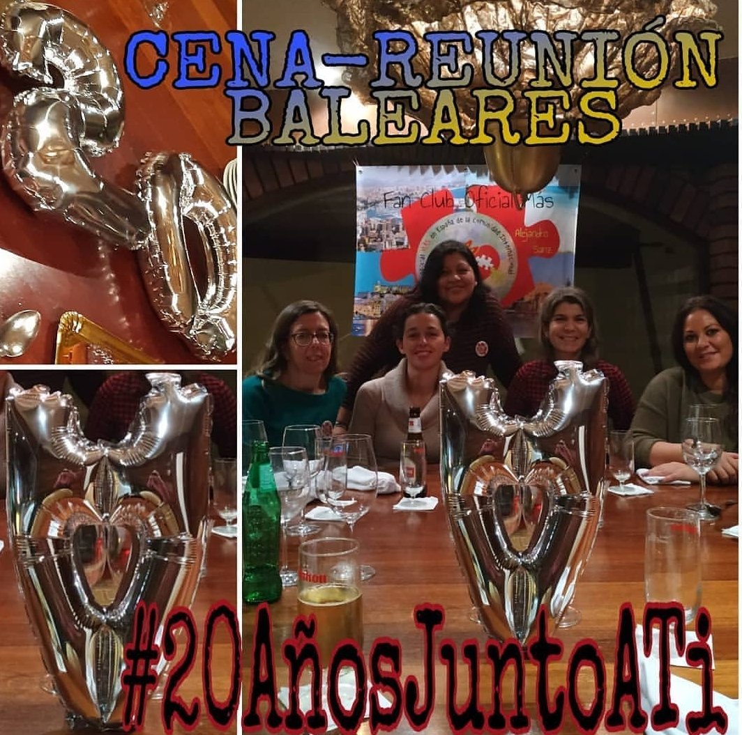 FanClubMASes's tweet photo. Mira @AlejandroSanz nuestras Sanzeras de las Baleares se reúnen para celebrar su reunión bimensual y nuestros 20 años como club! Un #Besazo para ellas!!! 😘😘😘😘 @FanClubMASes https://t.co/ine9NQvYjy