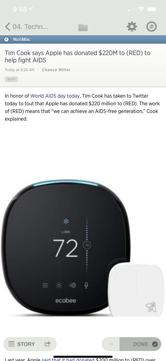 signde's tweet photo. @NewsBlurSupport Not sure when this started but for a while now iOS is consistently displaying the wrong image for my 9to5Mac feed. Always the same wrong image (ecobee). Sometimes I briefly see the correct image then the wrong one appears. Tried logging out/in, no change. https://t.co/lelPgh8wAl