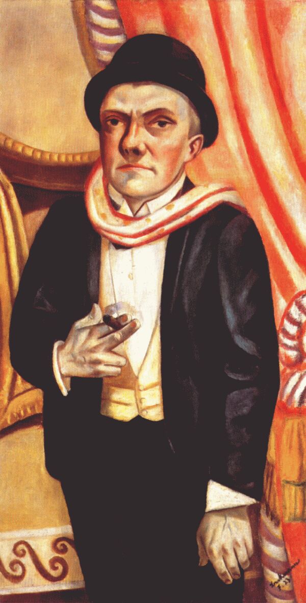 artistbeckmann's tweet photo. Self-portrait in front of red curtain, 1923 #maxbeckmann #beckmann https://t.co/38rscm1aKI