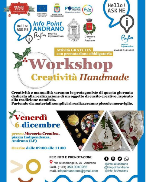 Info_iatAndrano's tweet photo. 6 Dicembre: una giornata dedicata alla realizzazione di un oggetto di cucito creativo, ispirato alla tradizione natalizia, Partendo da materiali semplici si realizzeranno piccole meraviglie.
Per info visitate la nostra pagina e cliccate sull'evento!
#infopointandrano #creattività https://t.co/J36cAJwems