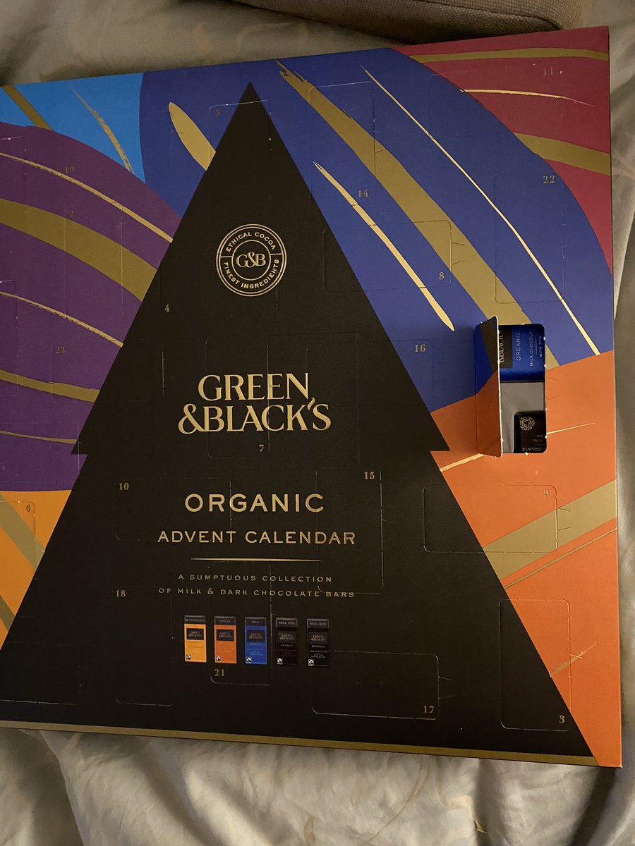 stranderssmo's tweet image. Excited about opening the first door of my @greenandblacks advent calendar - but can’t get to the prize! Thanks for helping me out with my festive season diet 😔
