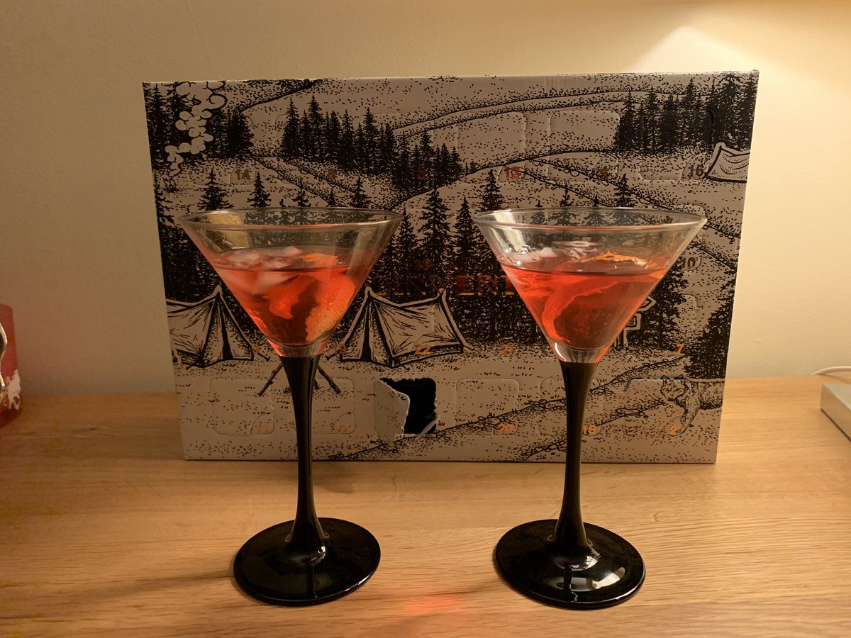 amandafife's tweet photo. Countdown to Christmas begins with my gin advent calendar making some negroni aperitifs for this evening #Christmas #gin #23left https://t.co/TF7QLatpR3