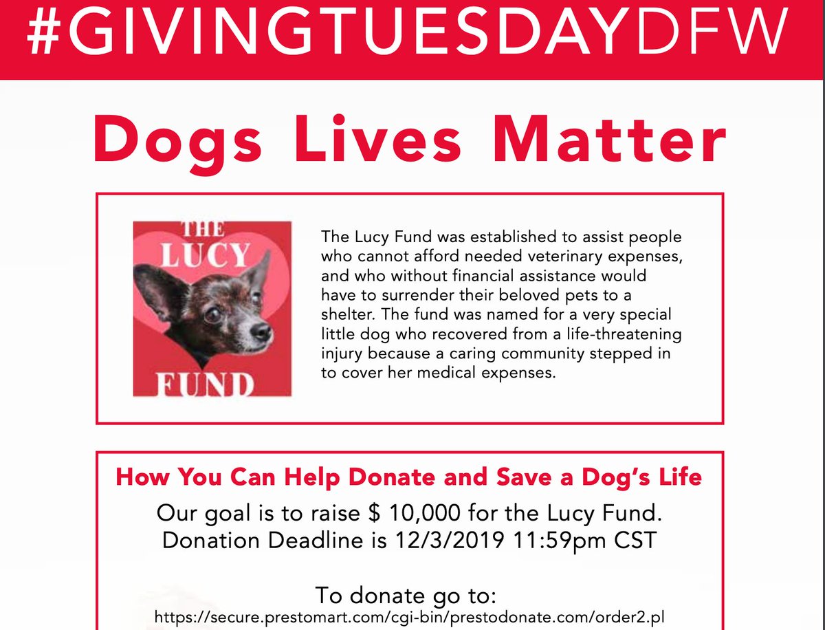 PSA: We are taking donations for the Lucy fund, a fund established to help those who cannot afford veterinarian expenses. You can DONATE at the link below prestodonate.com/cgi-bin/order.…