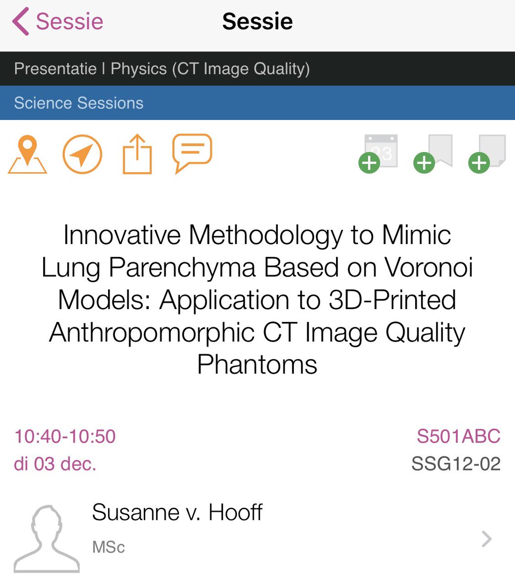 Voor alle Nederlandse deelnemers van #RSNA19: dinsdagochtend is de presentatie van Susanne om 10.40u in S501ABC <a href="/VoorzitterNVKF/">Voorzitter NVKF</a>