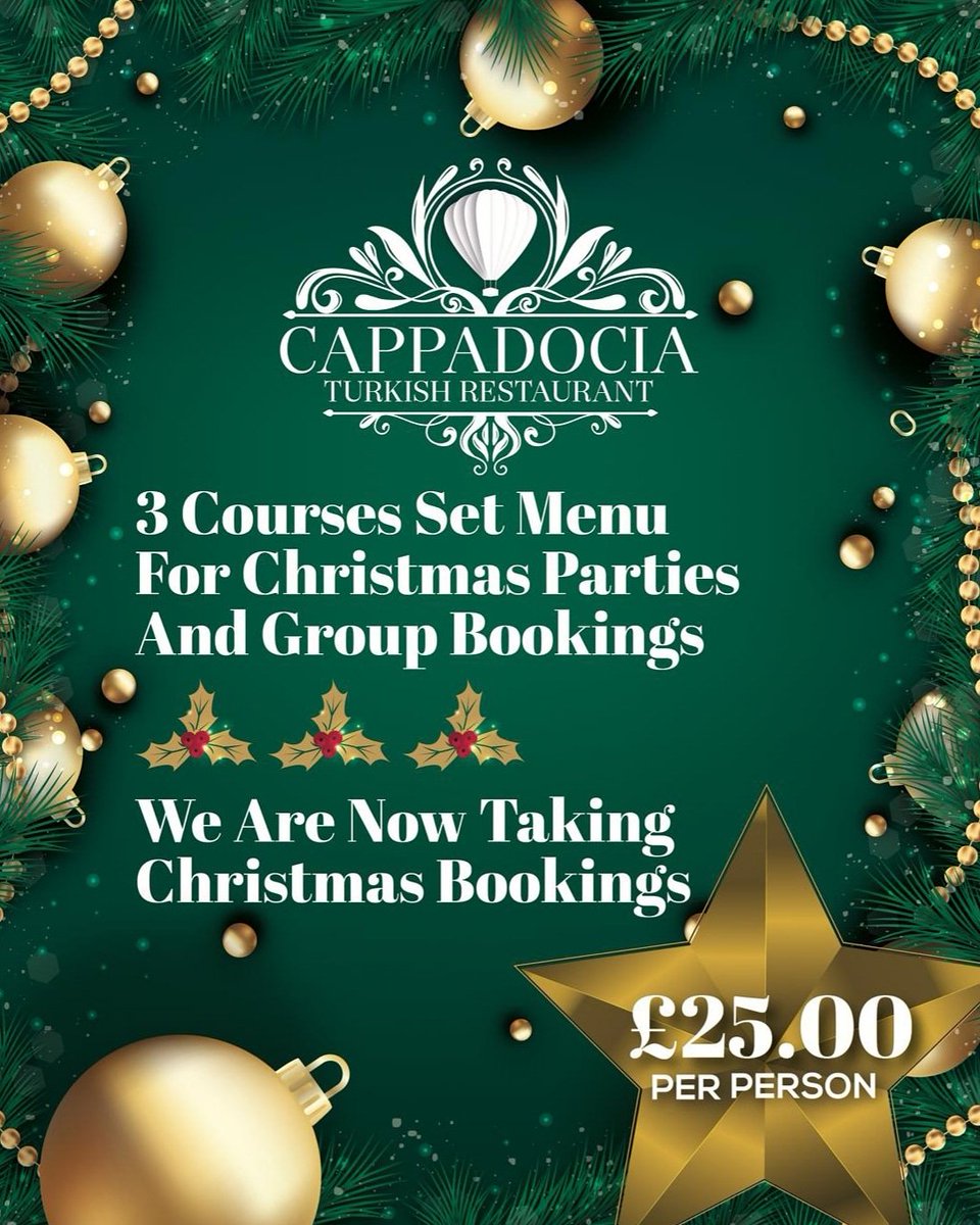 BathCappadocia's tweet photo. Now taking Christmas bookings, open Christmas Day!  Call us on 01225 461946.... #visitbath #bathcity  #bathfoodanddrink #pulteneybridge #bathsomerset #cityofbath #turkishcuisine #cappadociabath #turkishfood #bathrestaurants #christmasday #bathatchristmas #bathchristmasmarket https://t.co/yxFCJmYqdF