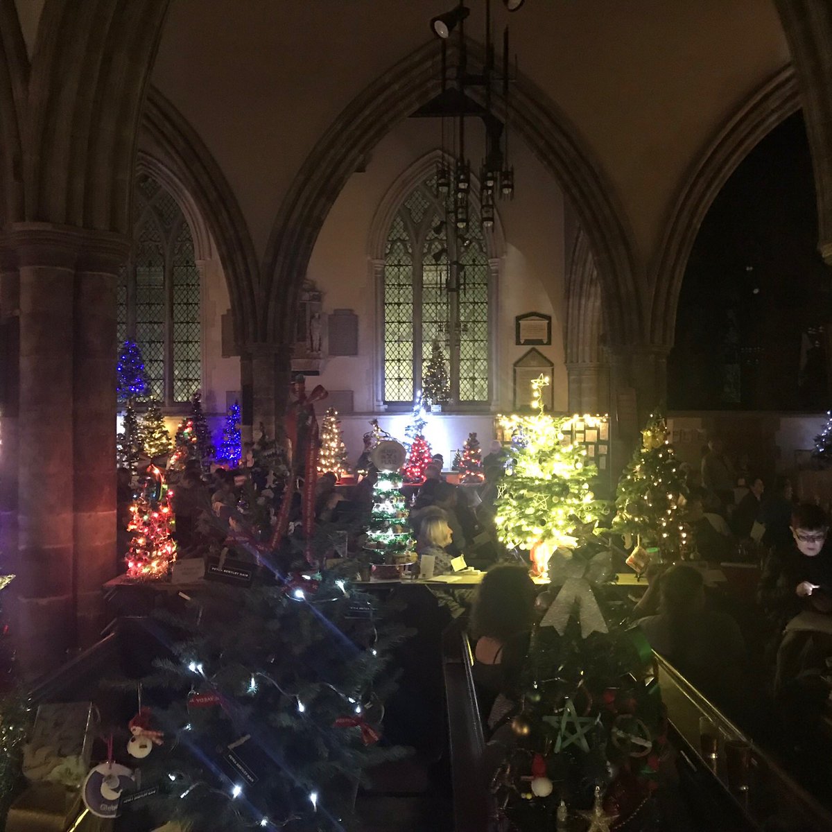 IanRoulstone's tweet photo. Lovely evening at @ASwHTchurch for the @xmastreefest folk music and foaming ale event. Seemed odd drinking beer in church but we gave it a good go! The singers and musicians were excellent! https://t.co/4eYNTbU0kF