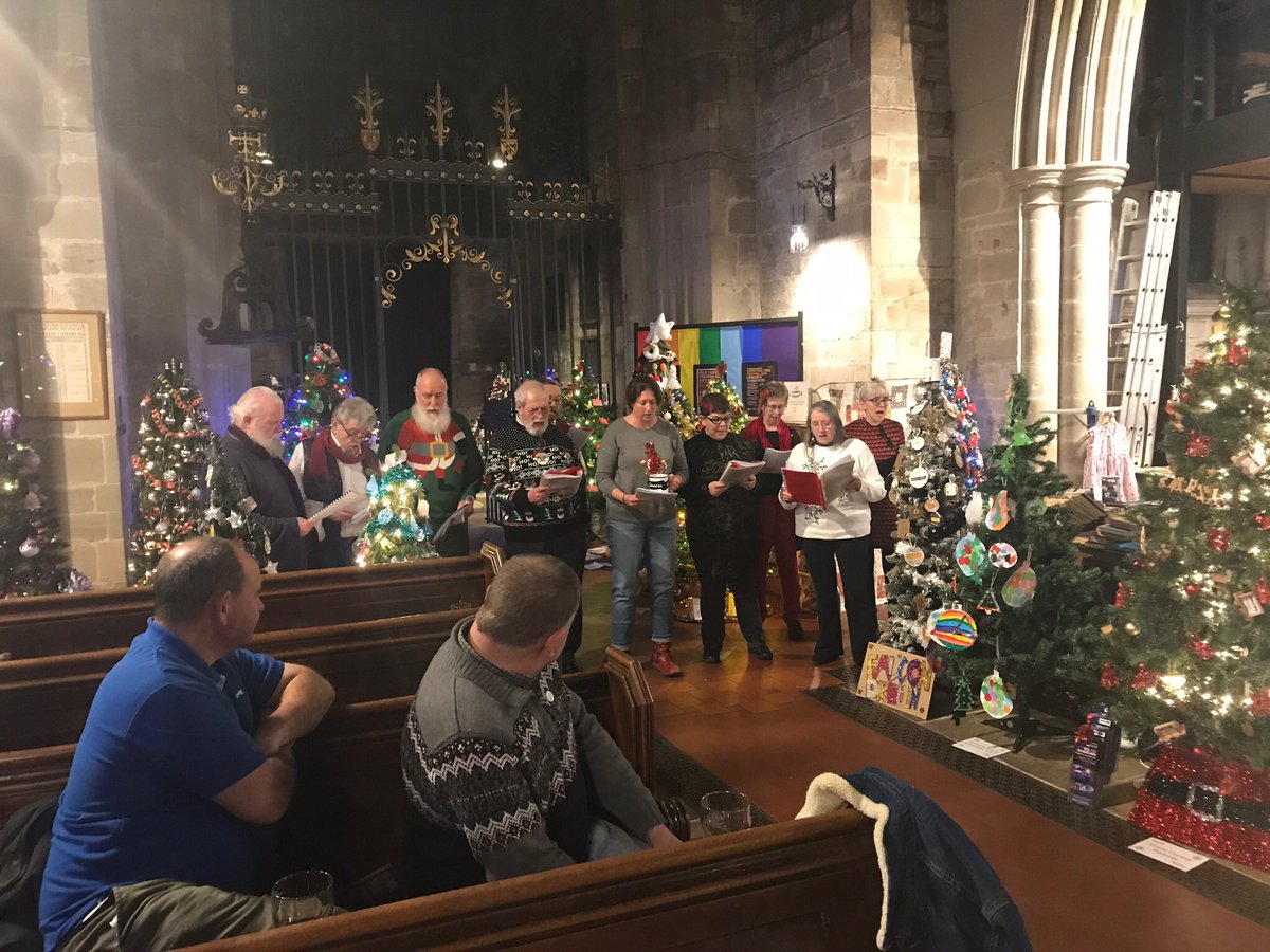 IanRoulstone's tweet photo. Lovely evening at @ASwHTchurch for the @xmastreefest folk music and foaming ale event. Seemed odd drinking beer in church but we gave it a good go! The singers and musicians were excellent! https://t.co/4eYNTbU0kF