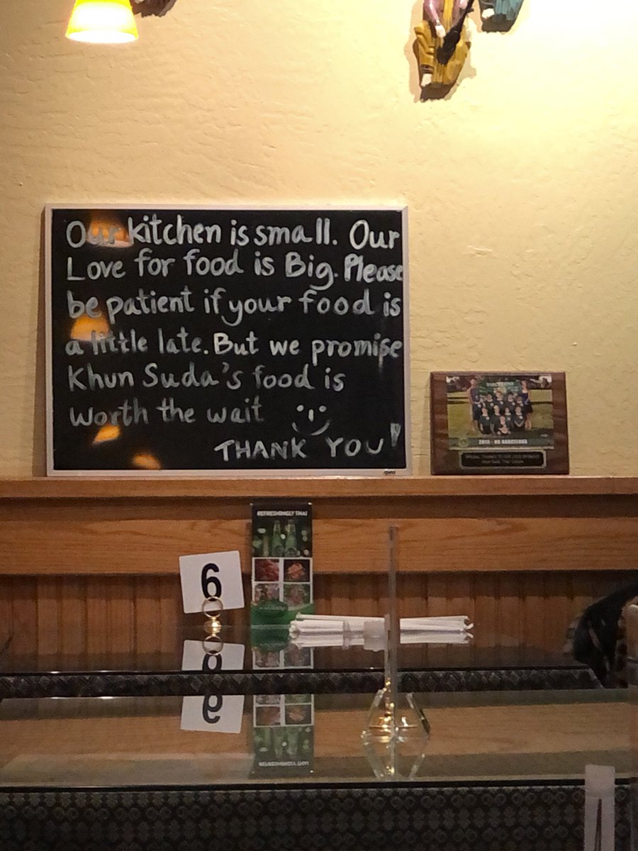 Spotted this message at our favorite Thai restaurant! “Our kitchen is small. Our love for food is big. Please be patient if your food is a little late. But we promise Khun Suda’s food is worth the wait.” And that’s the truth, it’s always delicious!! #ShopLocalCA #DineSmall