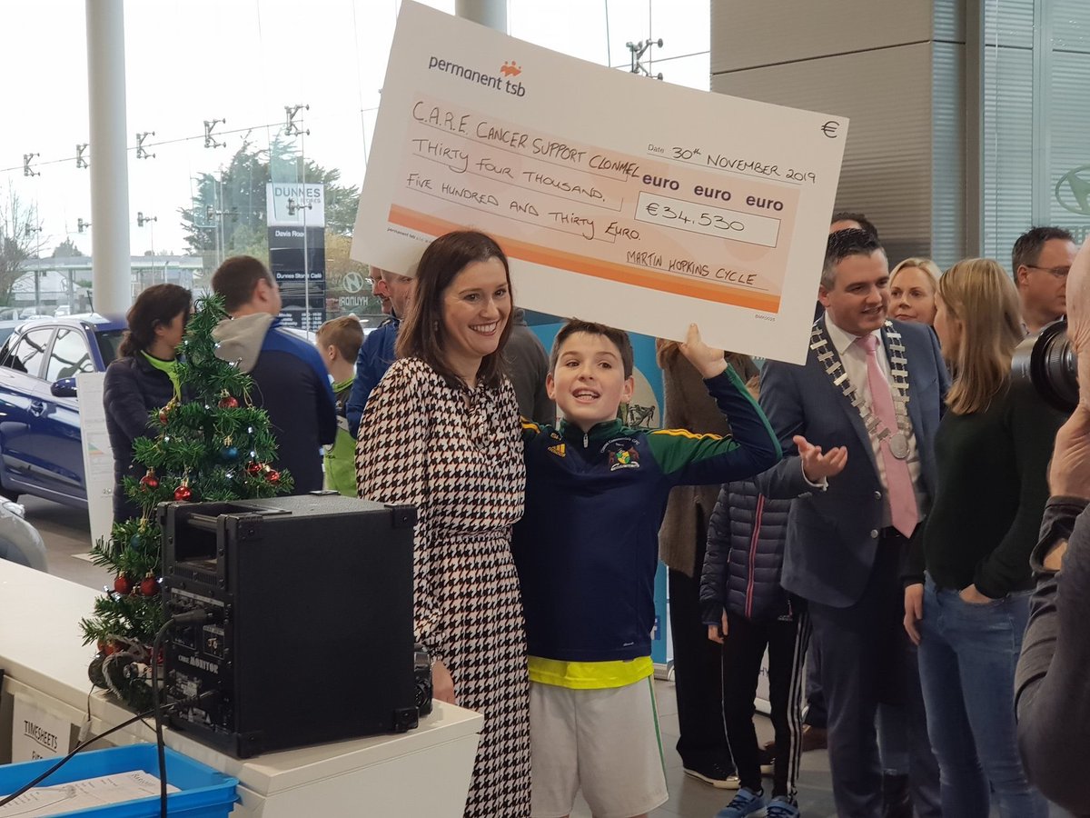 karenferris's tweet photo. Absolutely delighted to hand over €34,530 to CARE Cancer Support on behalf of @MartinsCycle Know we did him proud! Means so much to have raised awareness of #pancreaticcancer &amp; that a new treatment centre will be opened as a result. So grateful for all the support 💜 https://t.co/WnUV0Iqw32