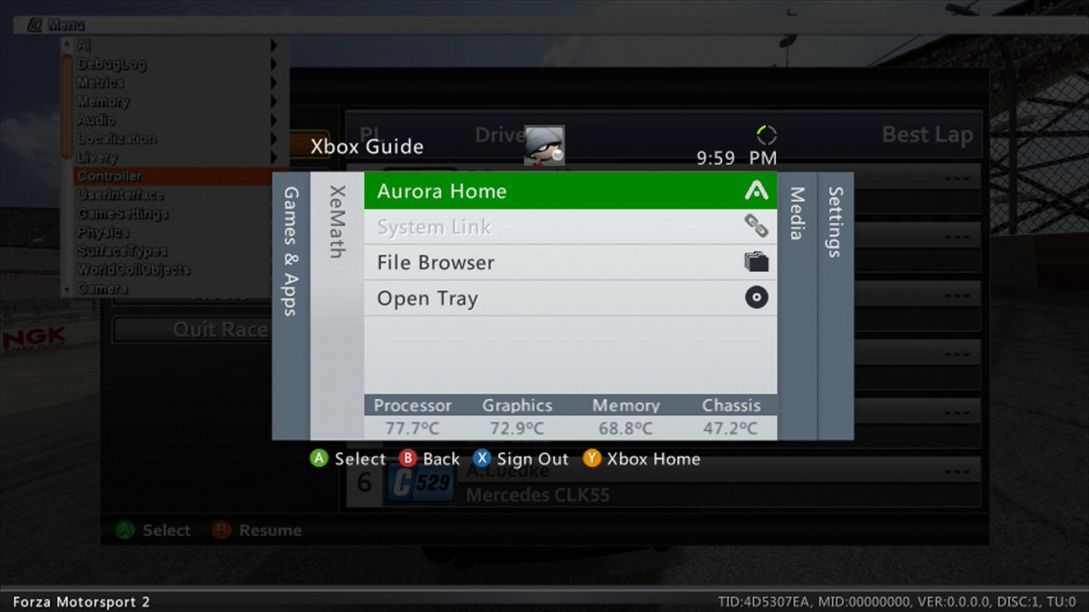 aurora home xbox 360