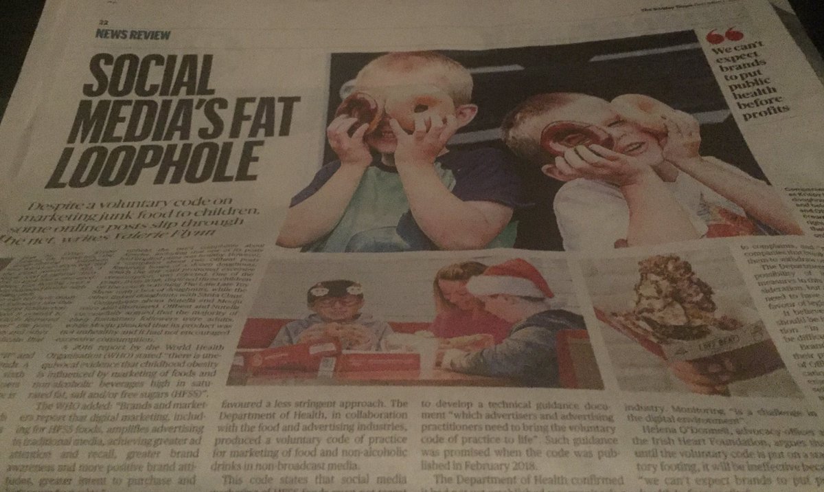 Thanks to <a href="/valerie_flynn/">Valerie Flynn</a> <a href="/SunTimesIreland/">LGB Matters</a> for putting spotlight on ineffective voluntary marketing code: we can’t expect brands to put public health before profits <a href="/Irishheart_ie/">Irish Heart Foundation</a> #stoptargetingkids #ihfchildhoodobesity