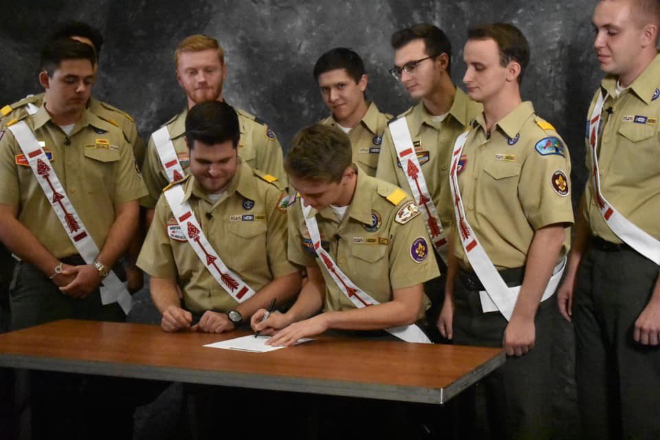 oascouting's tweet photo. Back in October, Arrowmen gathered throughout the country to view the first ever national webinar. They also identified goals to work towards becoming high performing. What steps has your lodge taken to become high performing? #OAThrive https://t.co/K8wHRrrw3O