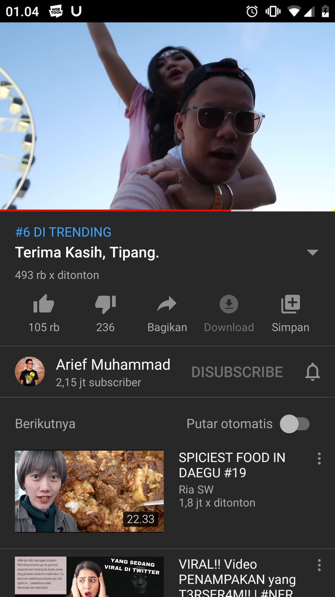 Dulu terharu liat video lamarannya , sekarang terharu lagi liat video ini. Arief Muhammad the best sih emang!! #tipang
