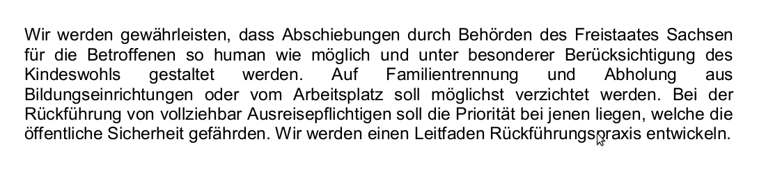 luna_le's tweet photo. Sorri, aber nein. #Abschiebungen und Humanität schließen sich aus. #Koasax Dass "möglichst" auf all die menschen- und grundrechtswidrigen Praxen verzichtet werden soll, die in #Sachsen Standard geworden sind, macht es auch nicht besser. https://t.co/QGNWXDYxYm