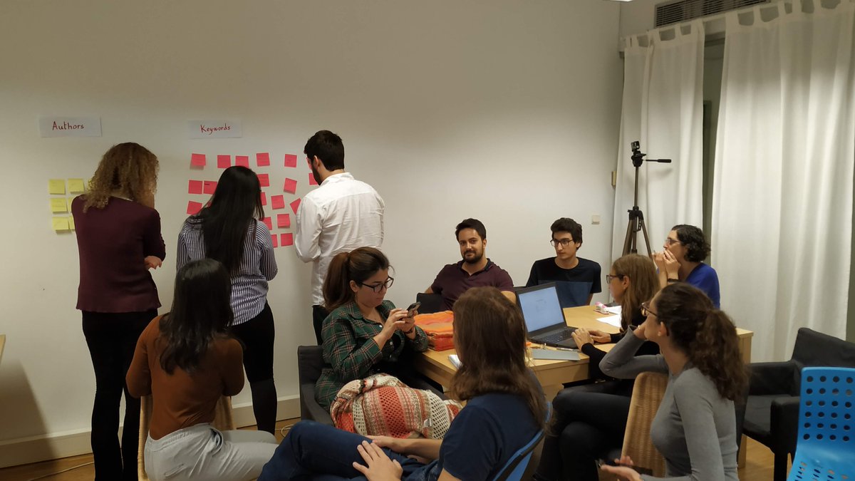 talkingrobotics's tweet image. In our first session, we brainstormed about #keywords and #authors we are interested in. The goal was to personalize the reading group content to our interests 🤠 some keywords: #interactivetasklearning, #sociabehaviorgeneration, #probablisticprogramming, #humansimulation, #ai