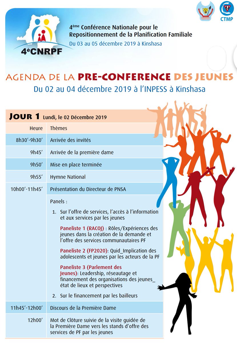 tunawezacongo's tweet photo. @RdcPf Coming_soon #CNRPF4Youth
Salut les amis 💃🕺💃🕺
Les rendez-vous est pris du 02 au 04 Décembre à l'#INPESS pour la conférence des jeunes sur la Planification Familiale en #RDC
#CNRPF2019
Entrée libre https://t.co/JlODW2giO2
