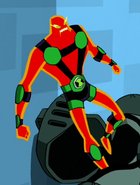 Nrg:while the fact that the omnitrix scanned the suit along with the alien itself makes like 0 sense its actually a rly cool lookin & memorable alien design the whole "walking furnace" look is cool and his true form gives me strong silver age vibes that im rly feelin tbh /10