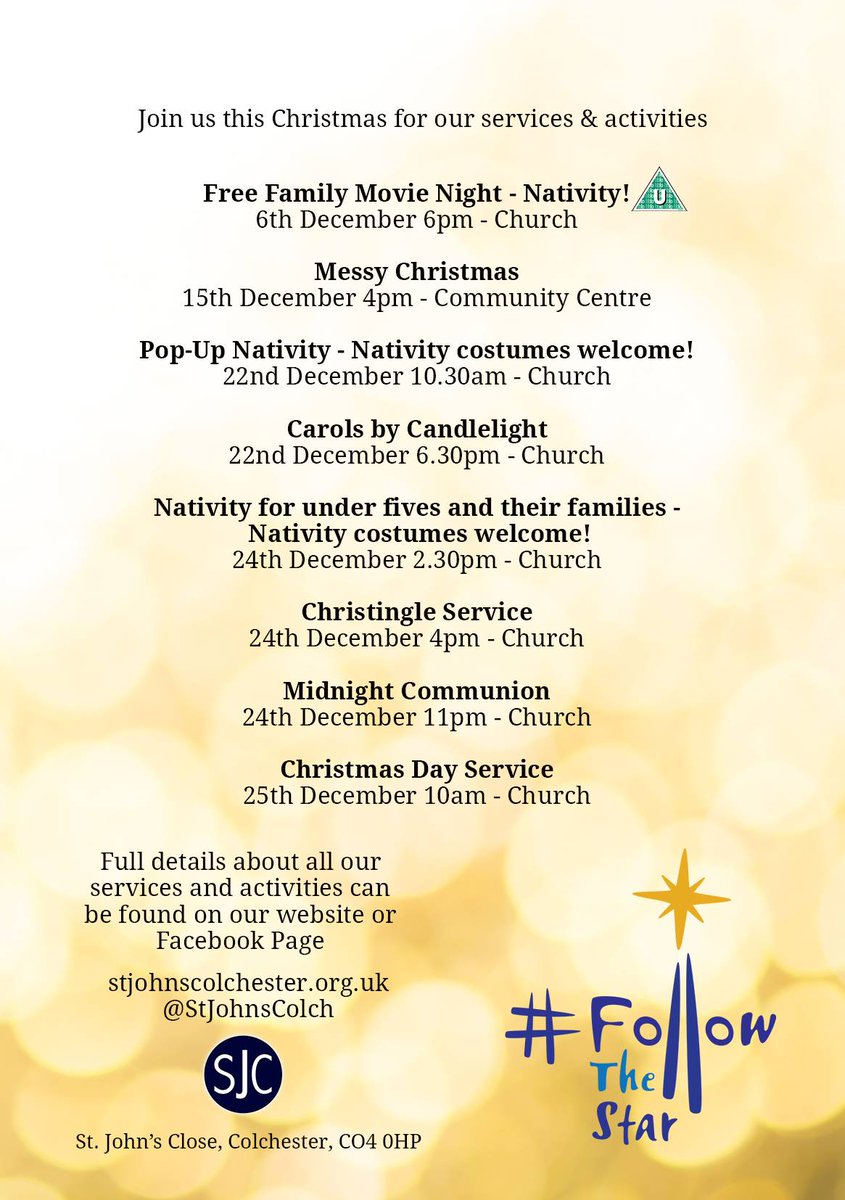 Join us this Christmas season for our Services and Activities. All are most welcome!