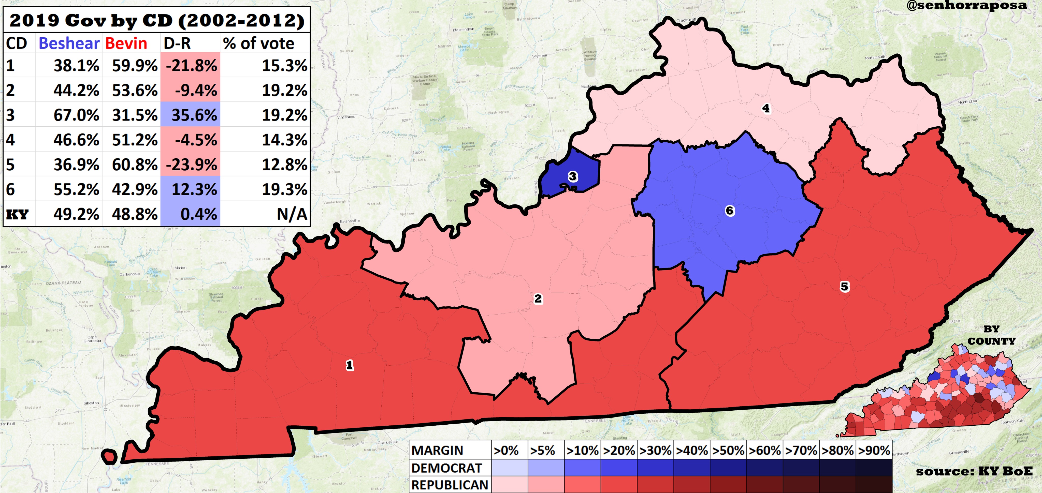 Ky Congressional Districts Map Drew Savicki On Twitter: "Here's The Kentucky Gubernatorial Election Broken  Down The 2000'S Congressional District Lines. Compared To The Current Map  Districts 1,3,5 And 6 Got Redder While Districts 2 And 4