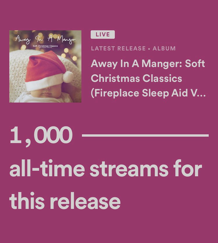 1000 streams in the first 24 hours 🙌🏻🙌🏻🥳 #beginningtolookalotlikechristmas #sleepinglittlelions <a href="/SleepingLions/">Sleeping Little Lions - Baby Sleep Music</a>