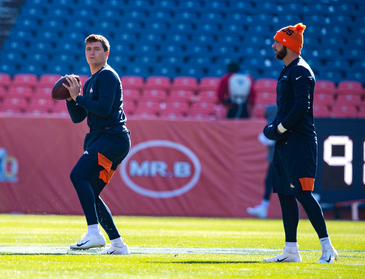 Broncos quarterback Drew Lock (3) Sunday before the start of the Broncos' game against the Los Angeles Chargers at Empower Field at Mile High in Denver. The rookie quarterback is expected to start for the Broncos. (The Gazette, Christian Murdock) <a href="/CSGazetteSports/">Gazette Sports</a> <a href="/csgazette/">The Gazette</a>