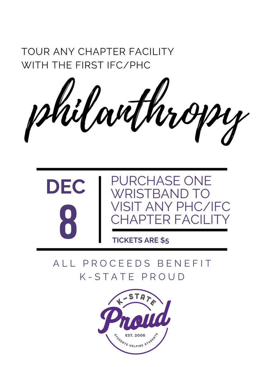 On December 8th, K-State Proud will be partnering with <a href="/IFCatKState/">IFC at K-State</a> and @PHCatKState for a Holiday House Tour event! All Fraternities and Sororities will be offering house tours with a purchase of a $5 wristband. Times of the tours are from 5pm-8pm!