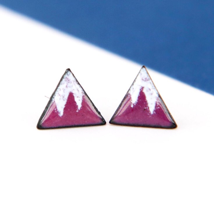 Just two pairs of these limited edition Purple Mountain Earrings with #white peaks left! etsy.me/2OEaMwE go quick if you’d like one! #crafthour #mountains #shopsmall #handmadehour