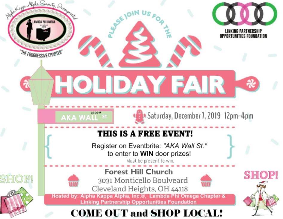 The AKA Wall Street Holiday Fair will be held on December 7, 2019. Please come out and shop local businesses and enter to win door prizes. This event is free and open to the public. Please register on Eventbrite at: eventbrite.com/e/aka-wall-st-…