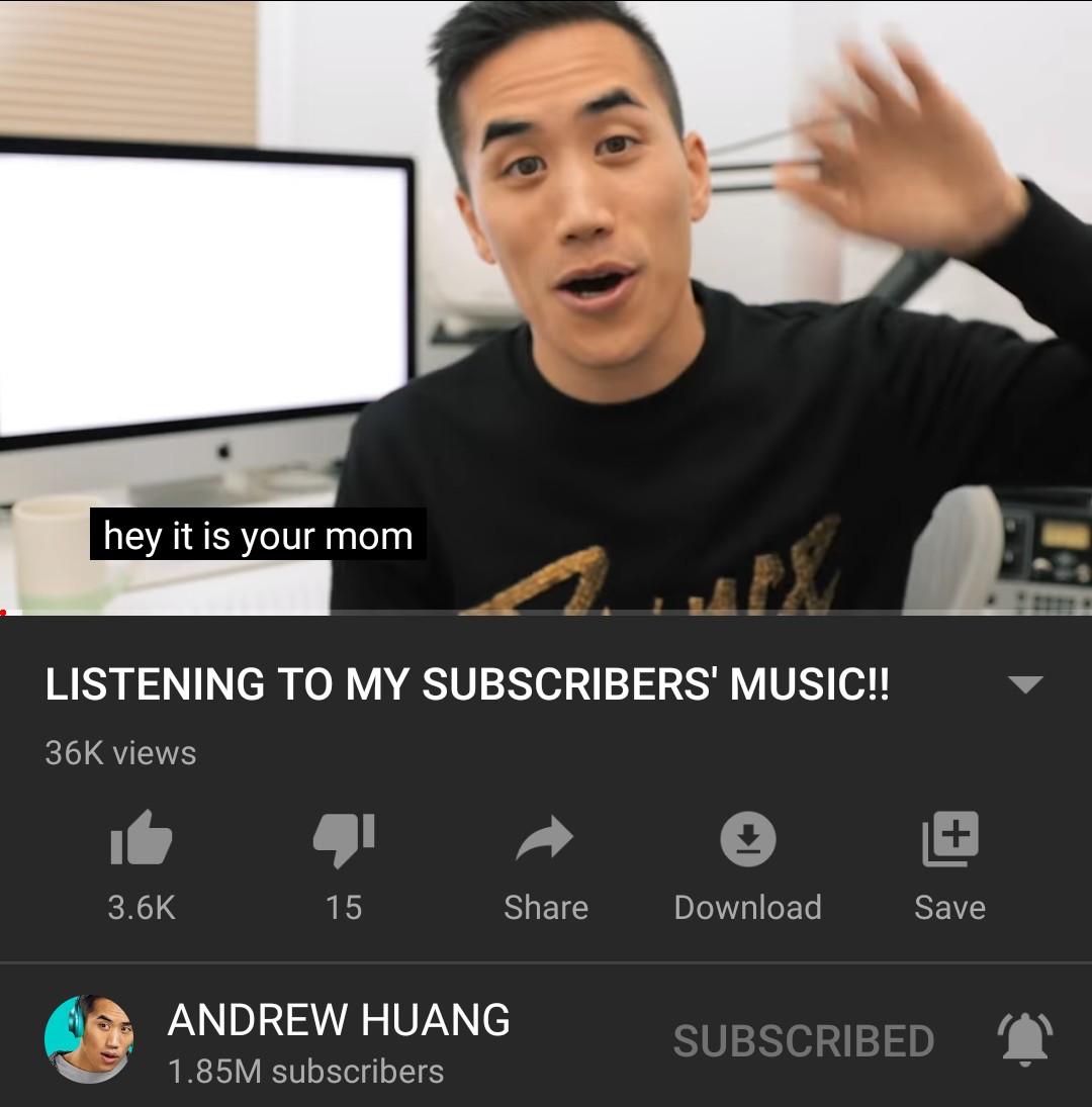 This just in, according to Google autogenerated captions, " <a href="/andrewhuang/">Andrew Huang</a> " is my mom...