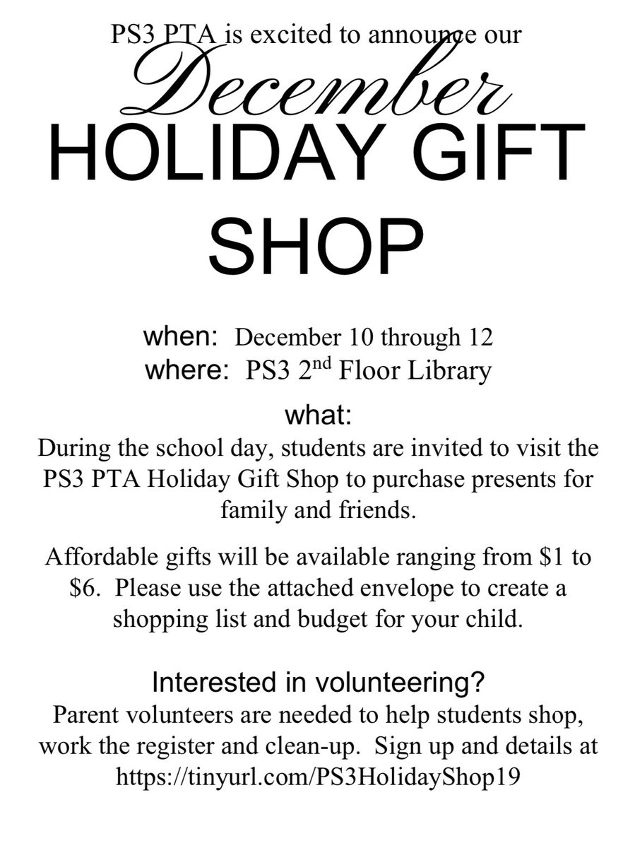 ps3pta's tweet image. Excited for our 2019 Holiday Shop 🎁 coming to school NEXT week Dec 10th-12th! This is a fun event for the kiddos w/ affordable gifts priced btn $1-$6. Helpers needed at the checkout counter ... sign up at the link! tinyurl.com/ps3holidayshop…
Stay warm &amp;amp; dry!!! @ConwellTigers