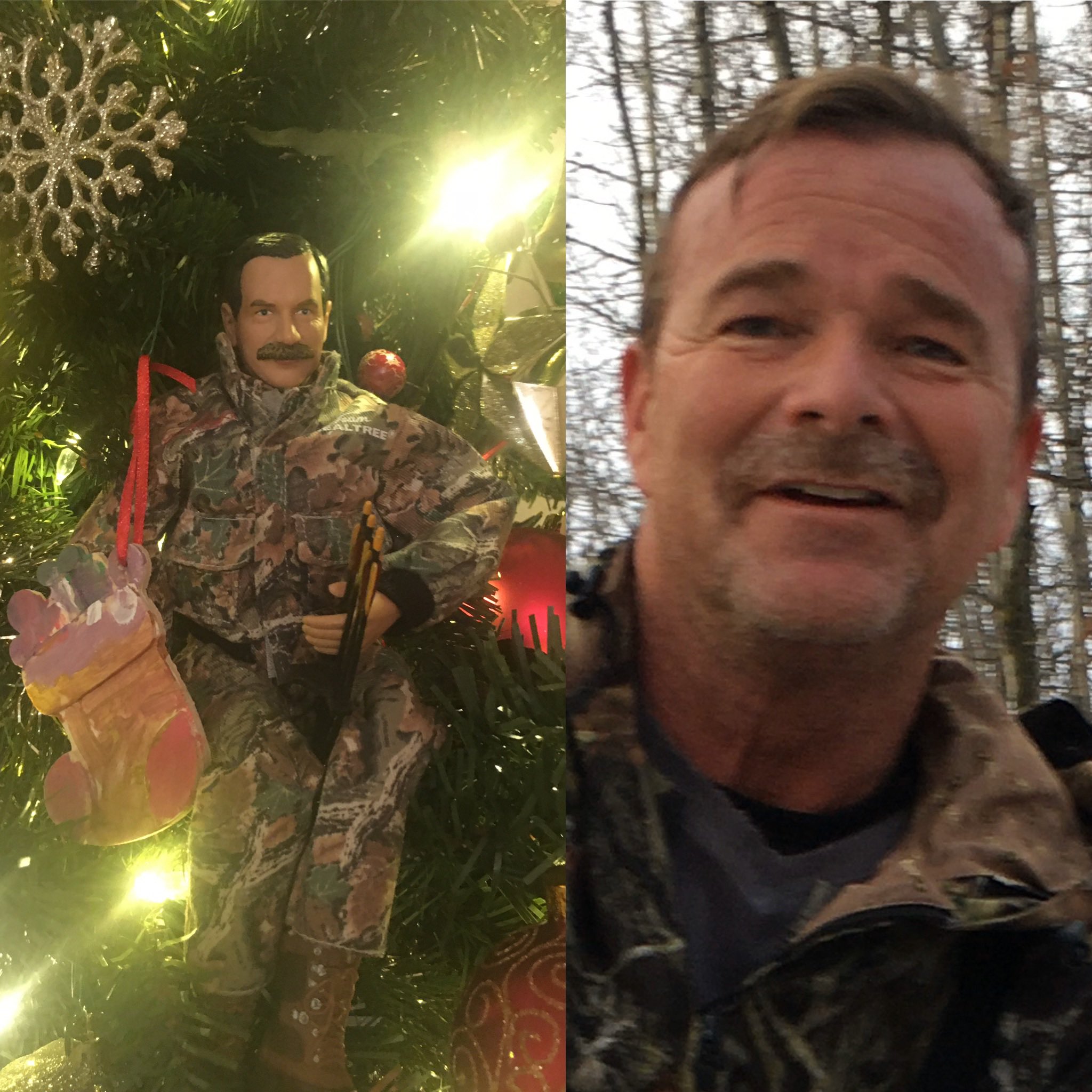 Someone found a doll that looks exactly like my dad and bought it for them as a joke. My parents put it in the Christmas tree every year like an ornament. It’s the best part of the tree though. #funnyparents #yegfamily https://t.co/vtdJCNc9QN