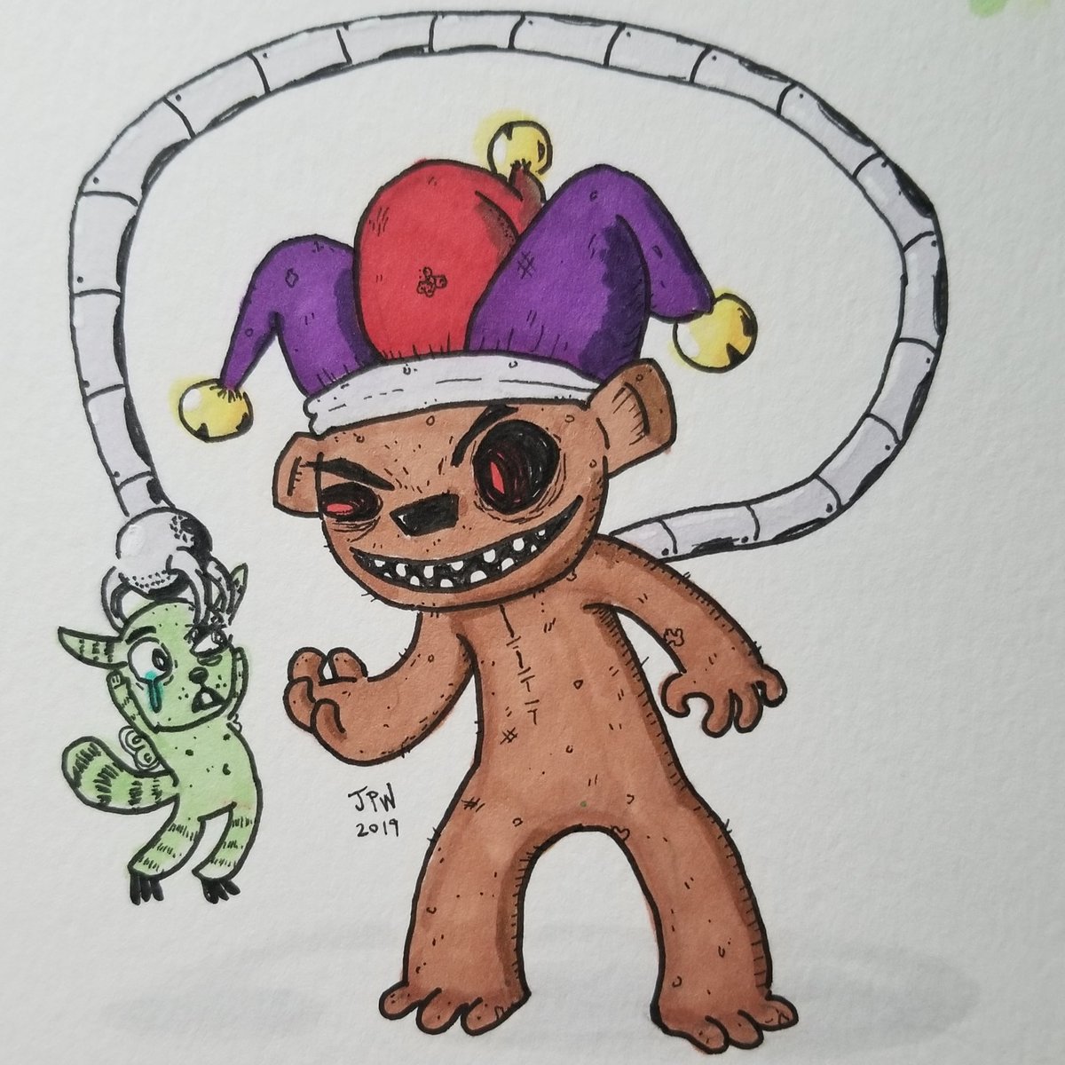 jpwcomics's tweet photo. My talented partner inspired me to play with markers, so here is Rumpledumplin giving a critter the shake down
-
-
#art #doodle #drawing #traditionalart #micron #marker #ink #copic #oc #teddy #robot #creature #evil #jester https://t.co/pzXgif1mMV
