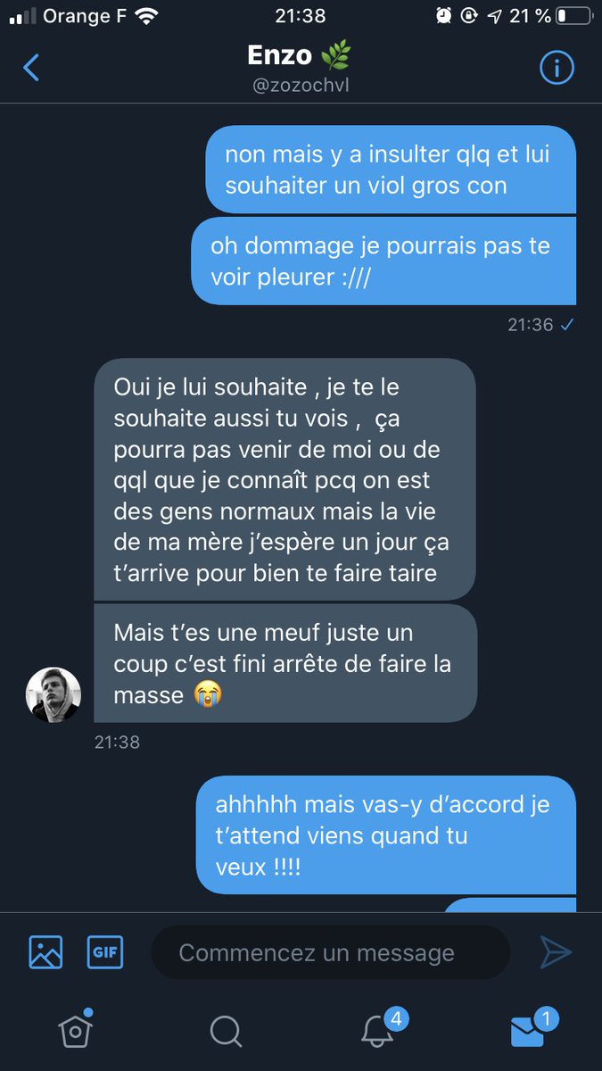 ce détraqué souhaite aux meufs de se faire violer