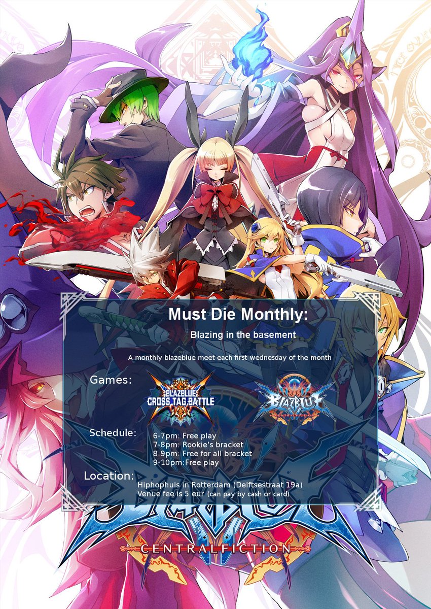 Alanaenee's tweet photo. A reminder that next week we'll be back for another round of blazblue offlines in rotterdam.
Don't miss it!
for more info check the event page here: https://t.co/VtKgrIcpWF
Or feel free to join us in the dutch fighting game discord:
https://t.co/aS0mvEPL67
#nlfgc https://t.co/ZDNaZCBp6j