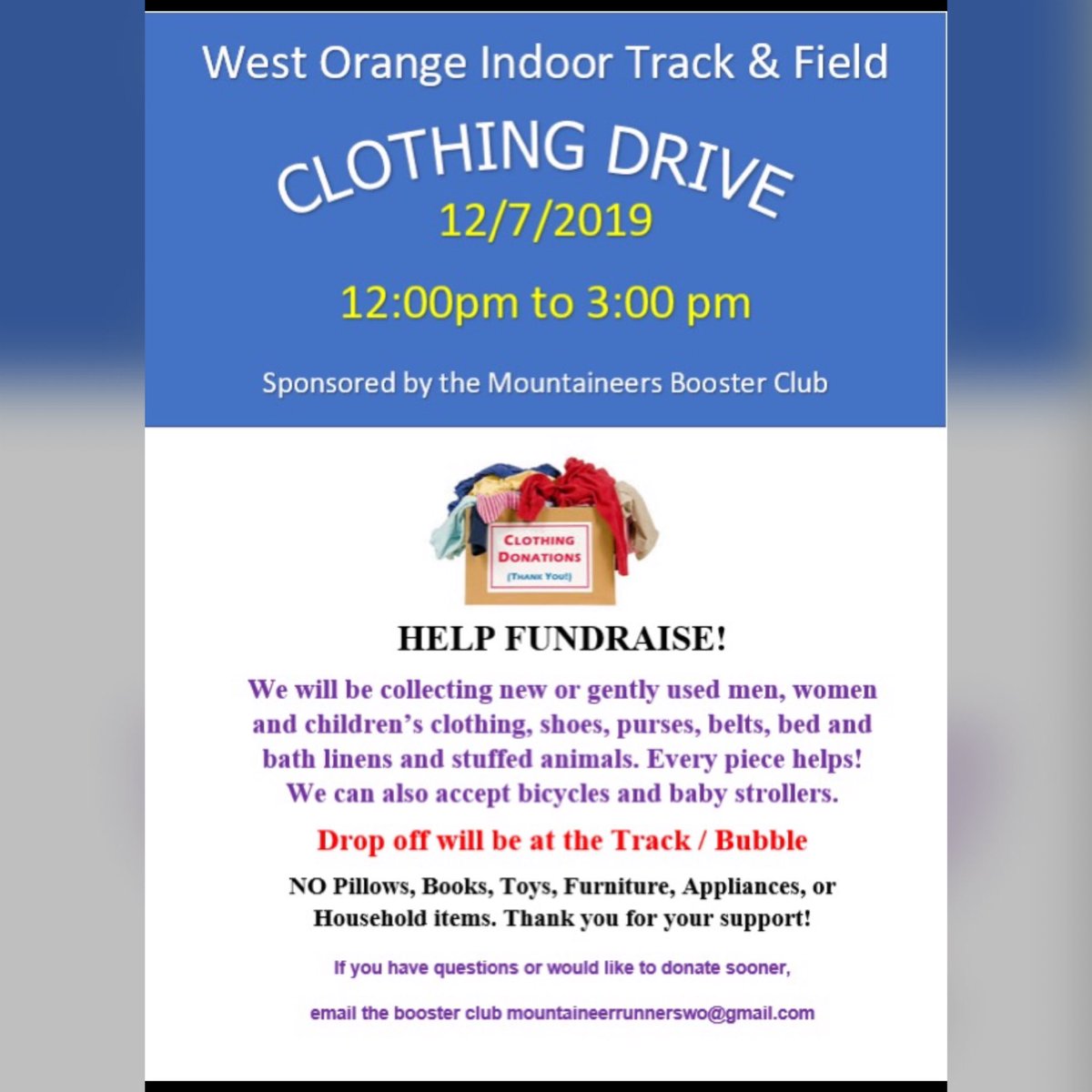 WOHSXCTF's tweet photo. 🗣 Please spread the word. #WOHS and #KellyElementary teachers we can come to you at school to collect donated items. https://t.co/GXZdv6o3jx