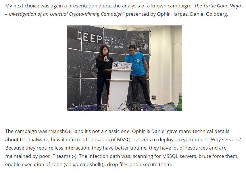 OphirHarpaz's tweet photo. Thanks @xme for the mention in your blog post :) It was interesting to see your takeaways from our talk.
In @Botconf @ace__pace and I will present a wider-scope research on mass-scale attacks similar to #Nansh0u :) Hope to see you there!
https://t.co/FaPp4JO3k0 https://t.co/IgDL3ZAco4