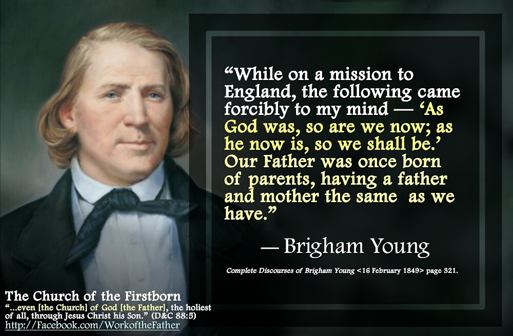 WorkoftheFather's tweet photo. “While on a mission to England, the following came forcibly to my mind — ‘As God was, so are we now; as he now is, so we shall be.’ Our Father was once born of parents, having a father and mother the same  as we have.” (Complete Discourses of Brigham Young <16 Feb 1849> page 321) https://t.co/gFvST6rxOI