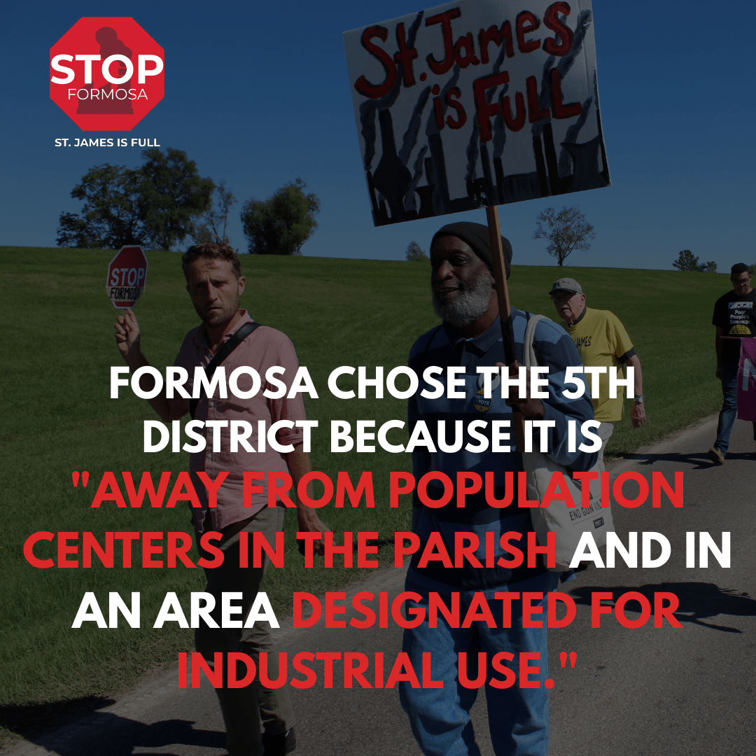 labucketbrigade's tweet photo. According to Formosa spokesperson Janile Parks, the 5th District is "away from population centers". While the 5th District is a more rural area than other parts of St. James Parish, it is far from empty. St. James does not have room for Formosa; #StopFormosa #StJamesIsFull https://t.co/H4tBOxKZl5
