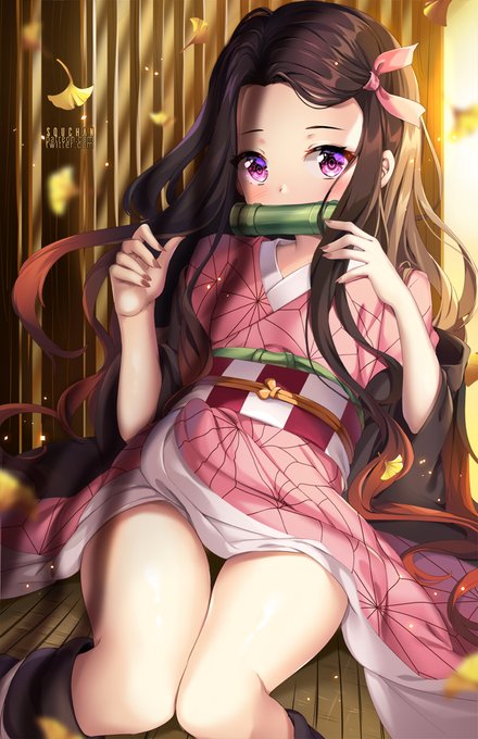SquChan 🌙✨さんがTwitterに投稿した竈門禰豆子(鬼滅の刃)のイラスト。