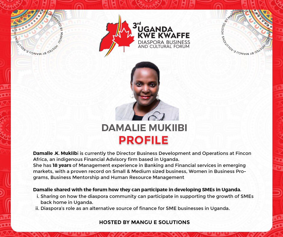 kwekwaffe's tweet photo. One of our Keynote Speakers from the 2nd forum that took place last year. 

Damalie .K. Mukiibi is currently the DirectorBusiness Development and Operations at Fincon Africa.
#TheOfficalUgandaKwekwaffe #UgandaKwekwaffe2020 #TourismAndCultureInUganda https://t.co/Jz9qtljEA8