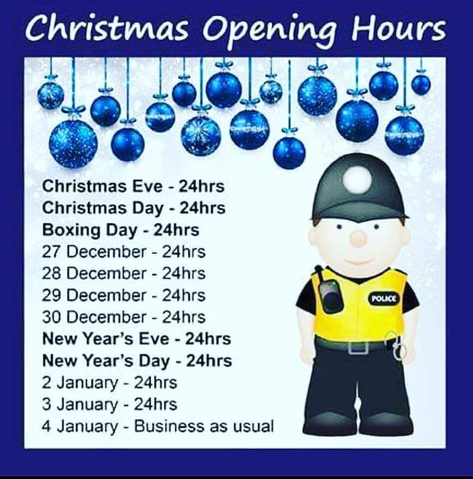 Christmas is fast approaching so we thought we would publish are opening hours for you all. #24hrs #workingatchristmas