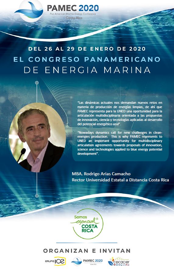 PAMECEnergy's tweet photo. Seguimos con #lideresPAMEC, tenemos a Rodrigo Arias Camacho, rector de la UNED en Costa Rica, patrocinador de #PAMEC2020. 
We continue with #PAMECleaders, we have Rodrigo Arias Camacho, chancellor of #UNED en Costa Rica, a #PAMEC2020 sponsor. #energiamarina #marineenergy https://t.co/ucUqBISfE6