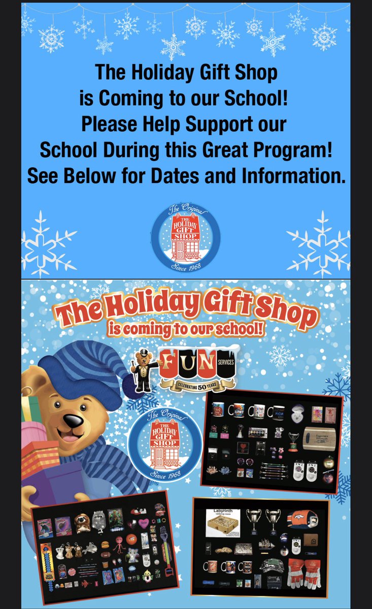 Don’t forget holiday shop is this week!! Tuesday-Thursday!! If you have questions please let us know.