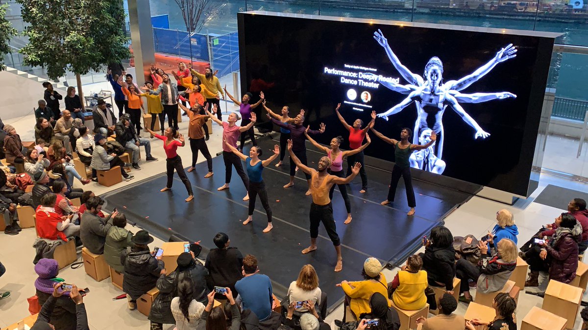 drpdance's tweet photo. Thank Apple for holding an excerpt from Gesem, a collaboration with @donaldlawrence and Deeply Rooted Dance Theater! The full preview will be December 13-15. Get tickets now: https://t.co/5MB4QMou7H
#todayatapple #reaffirmedanddedicated #reimaginedandjoyous #gesem #deeplyseason https://t.co/K4YmtfqP4r