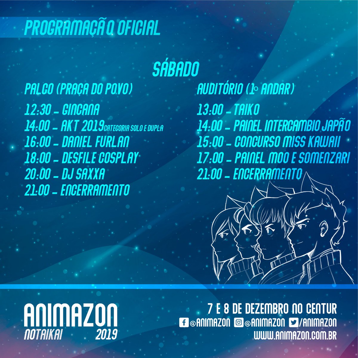 animazon's tweet image. Hora de anunciar aquela programação completíssima do evento mais aguardado do Norte do país. Tirem a agenda do bolso e se programem!

Vocês não vão querer perder o mais lendário dos Animazons! 
#Animazon #Animazon2019