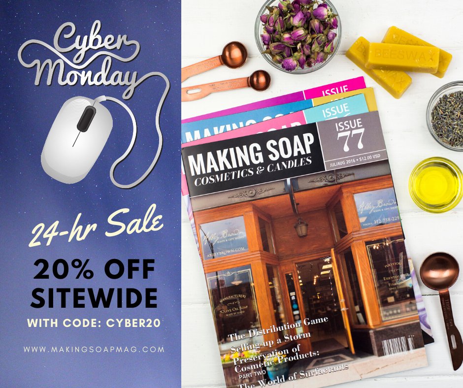 MakingSoapMag's tweet photo. DROP EVERYTHING AND SHOP WHILE SUPPLIES LAST!
Ends 12/2/2019 at 11:59pm (PST)
https://t.co/JDPX3oI3JP https://t.co/TZKiV460rS